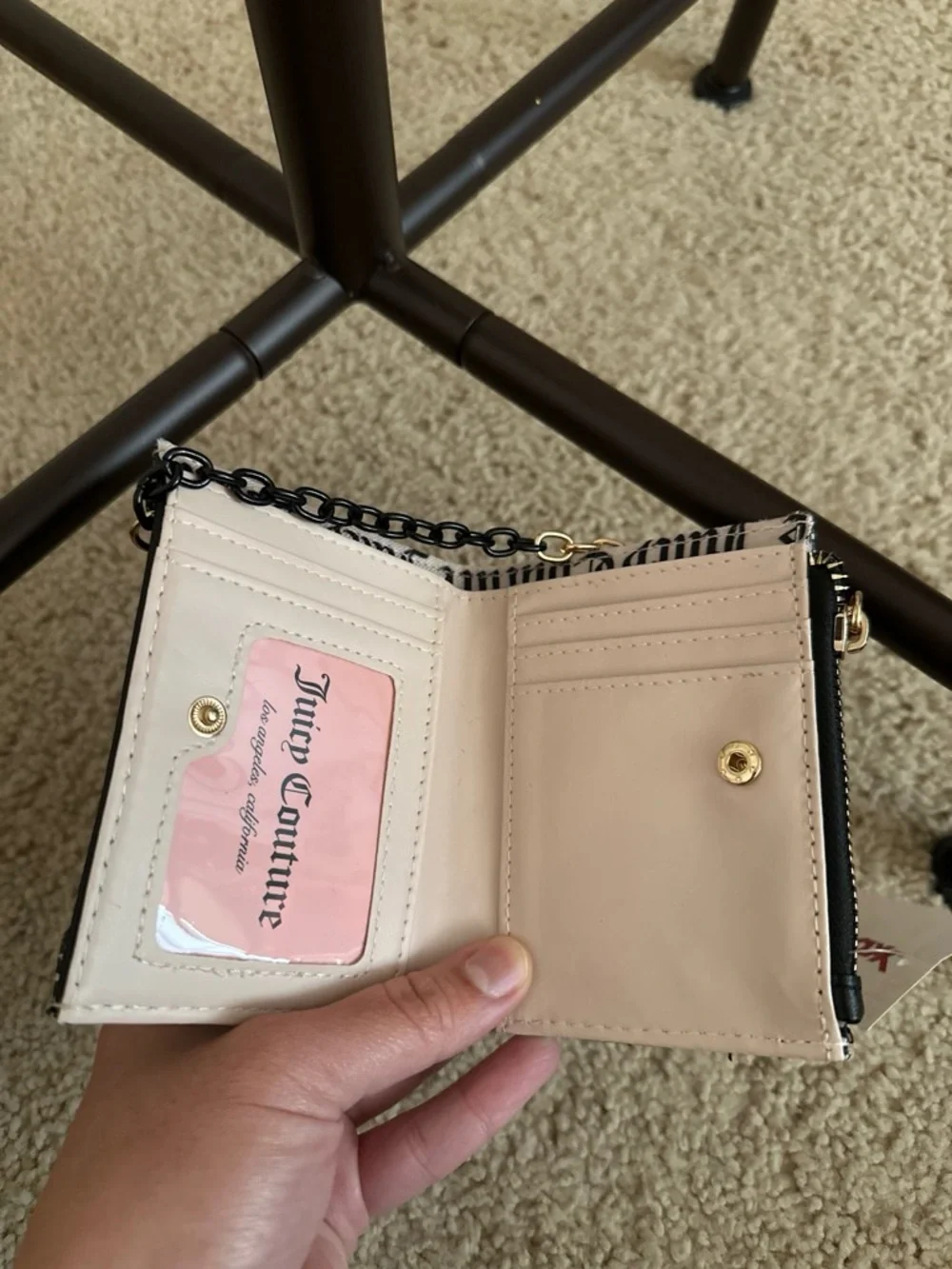 Juicy Couture Black & Silver Logo Card Holder with Chain